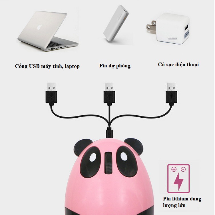 Chuột Máy Tính Không Dây Mini Panda HuQu – Siêu Đáng Yêu - Ảnh 2