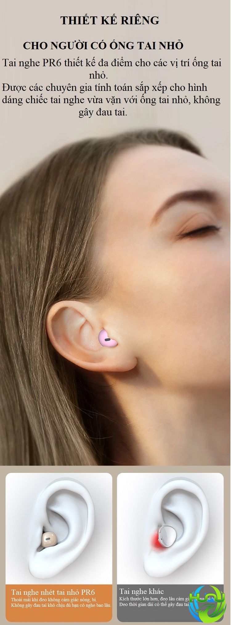 Thiết kế nhỏ gọn của tai nghe nhét tai thời trang