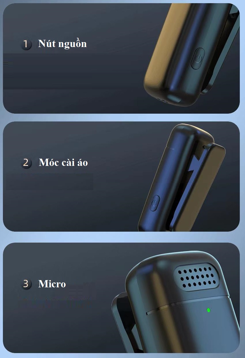 Bộ 2 Micro Thu Âm Không Dây Cài Áo Huqu MIC96 - Ảnh 4