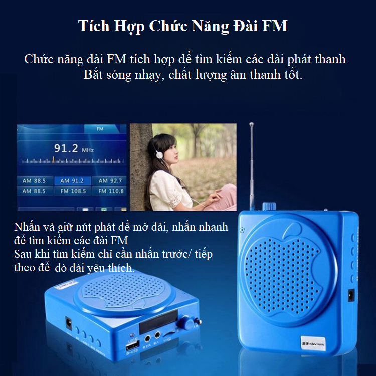Loa Mic Trợ Giảng Đa Chức Năng HQ03 - Phiên Bản Nâng Cấp Có Bluetooth - Đa Dạng Cách Sử Dụng Thẻ Nhớ - USB - Ảnh 9
